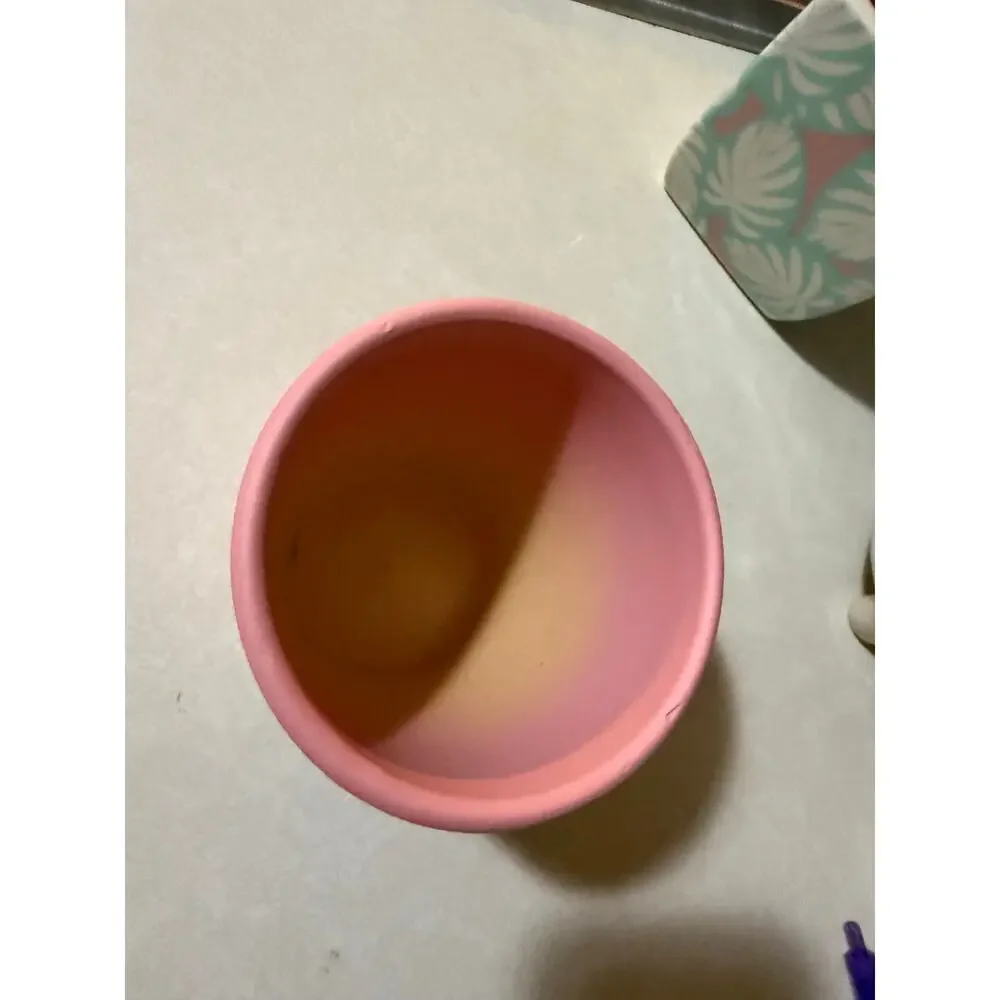 ceramic round pink flower pot